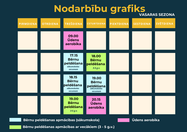 Peldbaseina februāra grafiks
